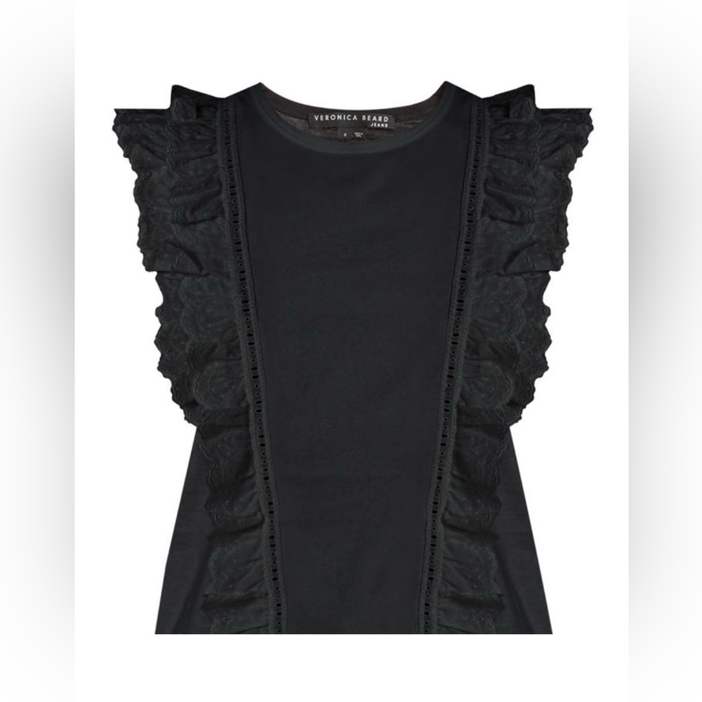 Veronica Beard Black Ruffle Top